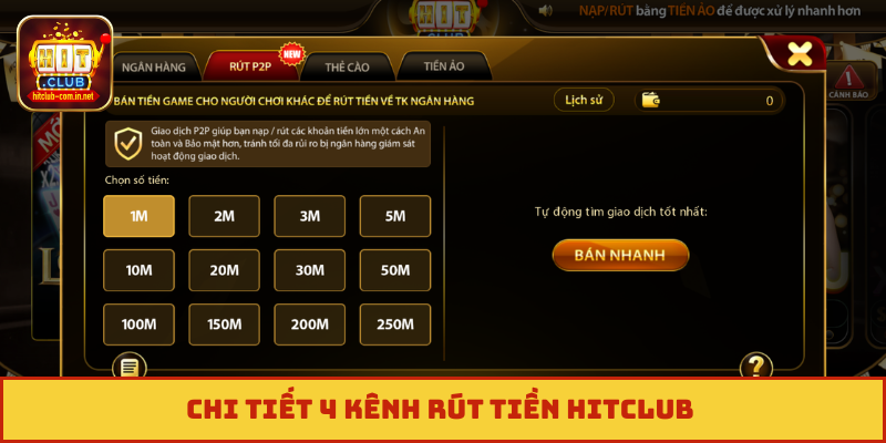 Chi tiết 4 kênh rút tiền Hitclub 