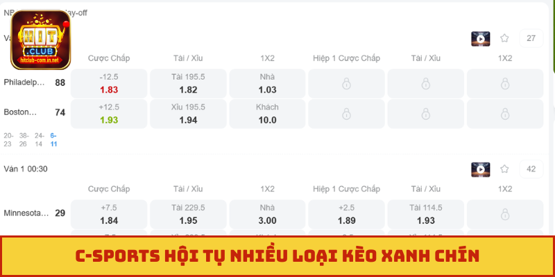 C-sports hội tụ nhiều loại kèo xanh chín